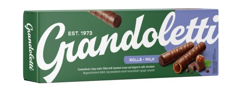 Grandoletti Rolls Milk mogyorókrémmel töltött ostyarúd 100 g tejcsok. - 16db