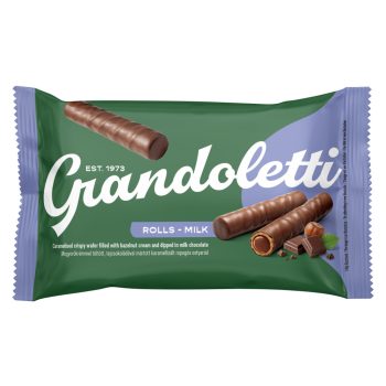   Grandoletti Rolls Milk mogyorókrémmel töltött ostyarúd 50 g tejcsokoládéval - 8db
