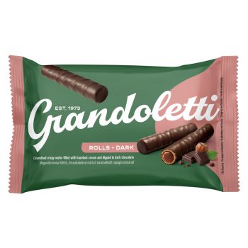   Grandoletti Rolls Dark mogyorókrémmel töltött ostyarúd 50 g étcsokoládéval - 8db