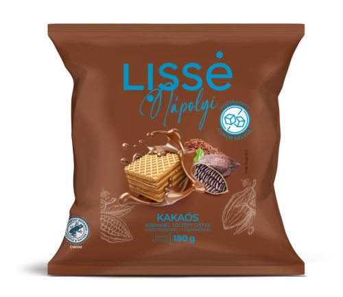 Lissé HCN Töltött Ostya Kakaós 180g (Hozzáadott cukrot nem tartalmaz!)