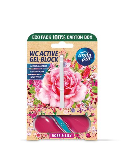 Ambipur aktív wc gél block 45g rose&lily