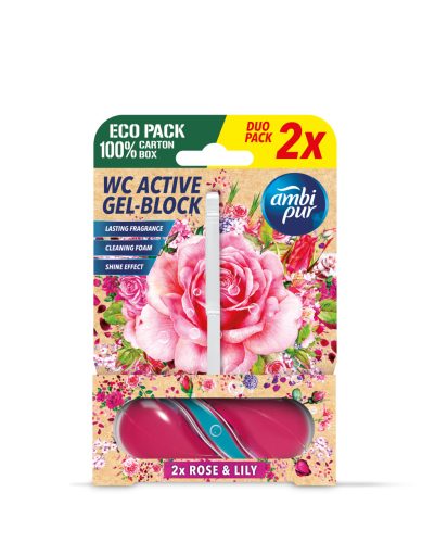 Ambipur aktív wc gél block 2x45g rose&lily