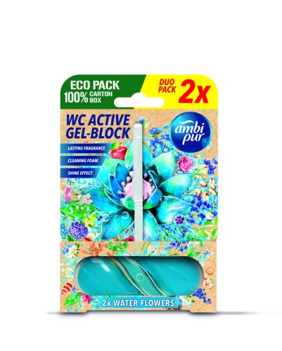 Ambipur aktív wc gél block 2x45g water flowers
