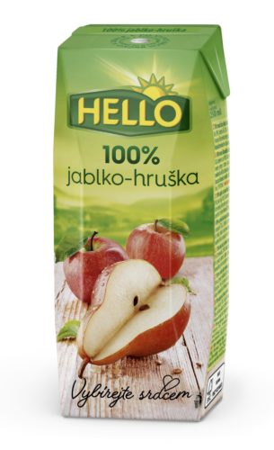 Hello 100%Alma-Körte (szívószálas) 250 ml