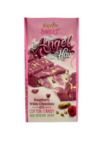 Angel Hair fehér csokoládé pismaniye-val, pisztáciakrémmel és málnával 185 g