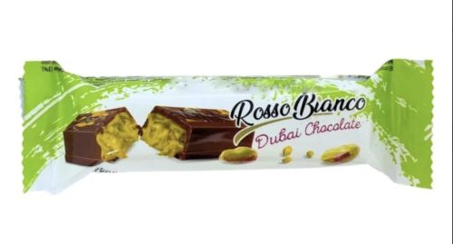 "Rosso Bianco"  csokoládé pisztácia ízű krémmel és Kaydifal töltött étbevonó szelet 35g